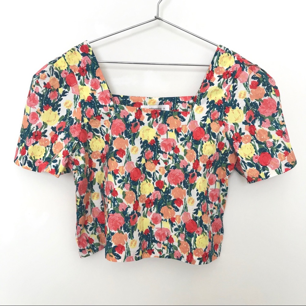 Storets Chloe Vivid Summer Floral Blouse Ivory S